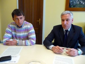 L'assessore alle società partecipate, Maurizio Vellutini, e il sindaco, Giorgio Del Ghingaro
